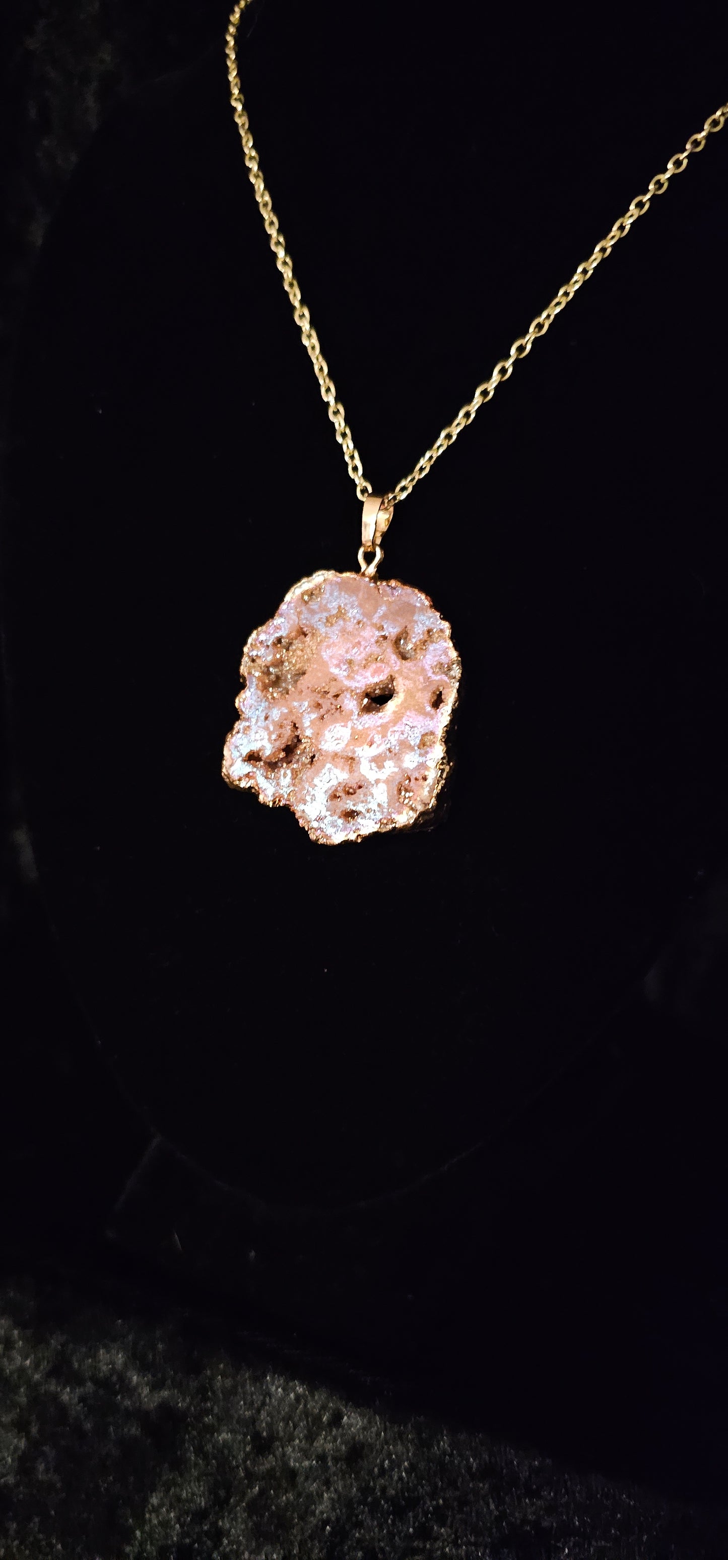 Gold Plated Agate Slab Pendant