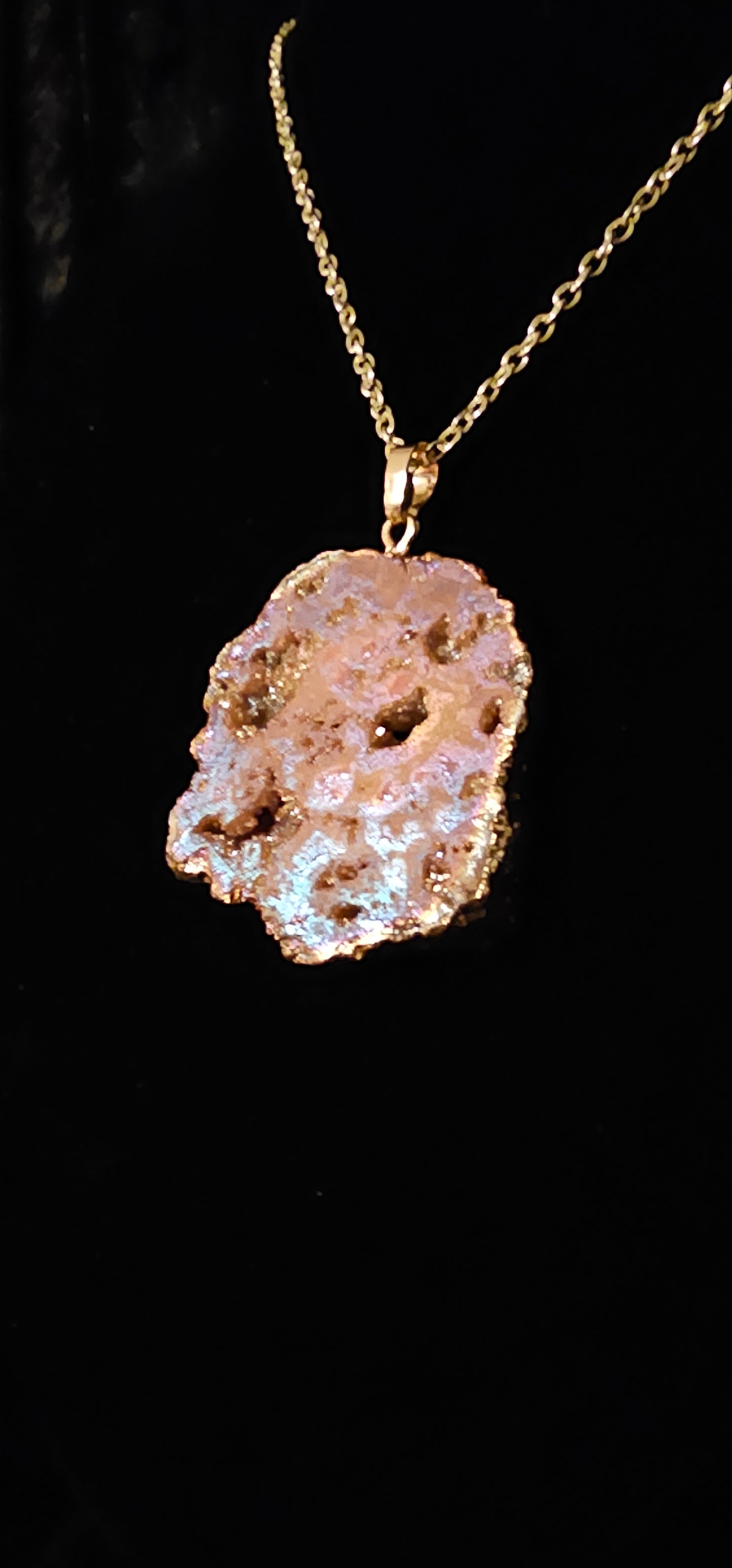 Gold Plated Agate Slab Pendant