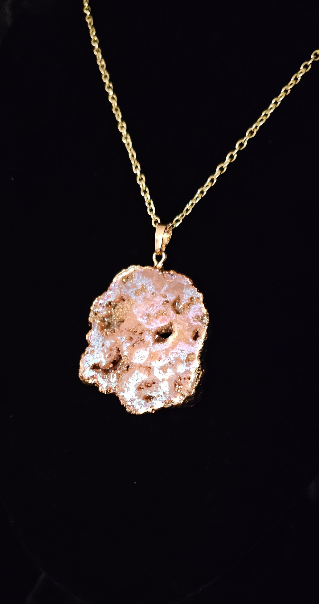 Gold Plated Agate Slab Pendant