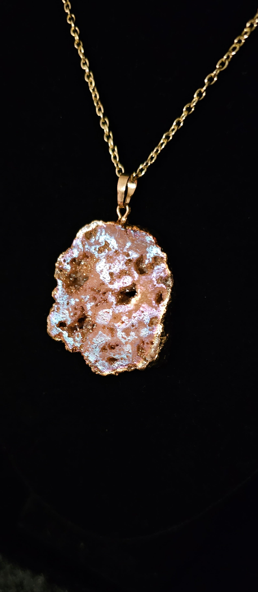 Gold Plated Agate Slab Pendant