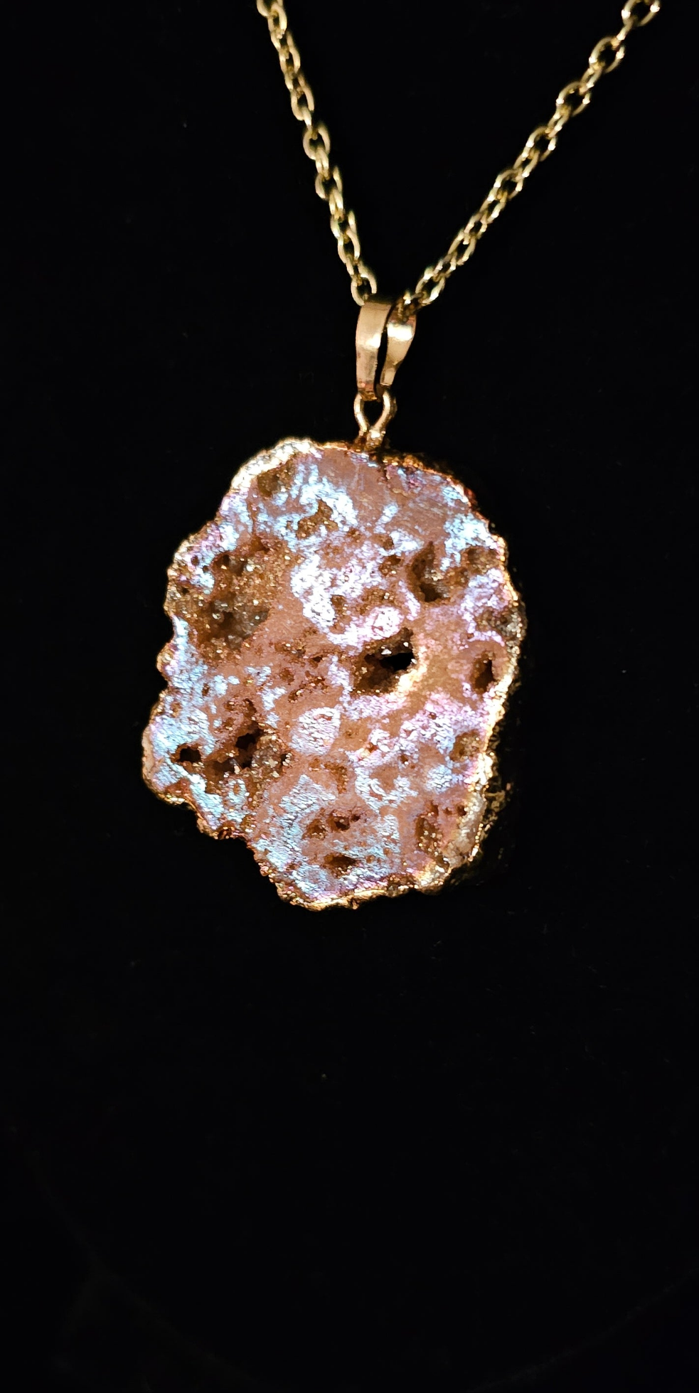 Gold Plated Agate Slab Pendant