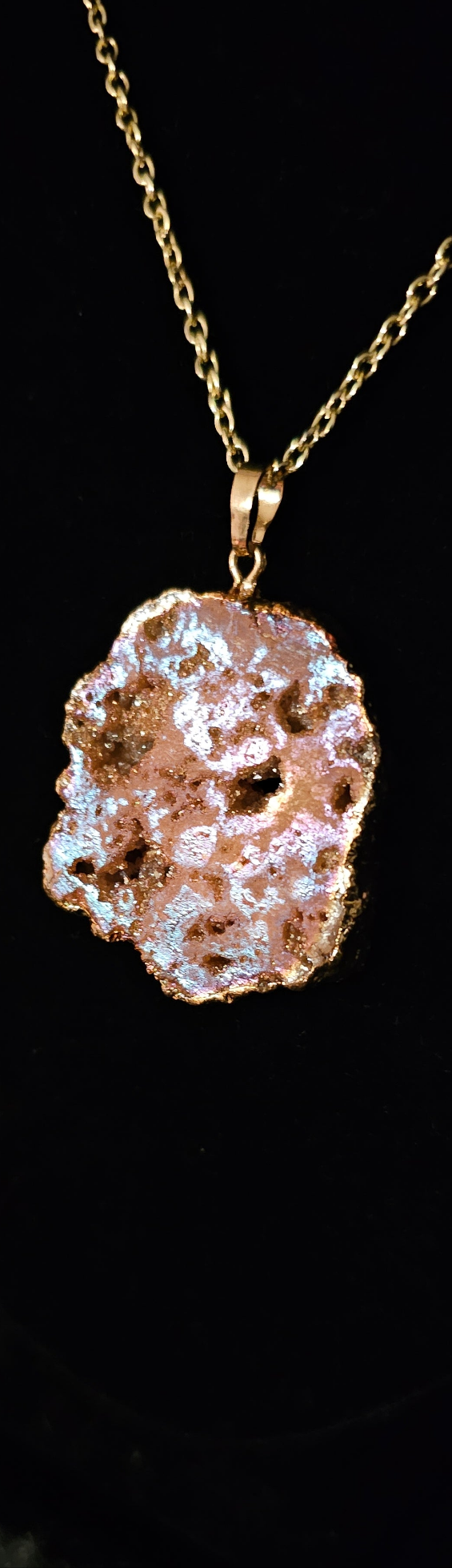 Gold Plated Agate Slab Pendant